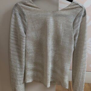 Metallic Ribbed Knit Long Sleeve Top